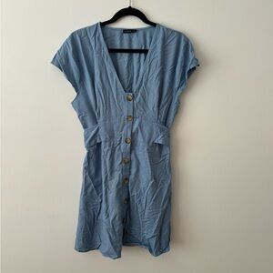 Blue Button-Down Women's Dress